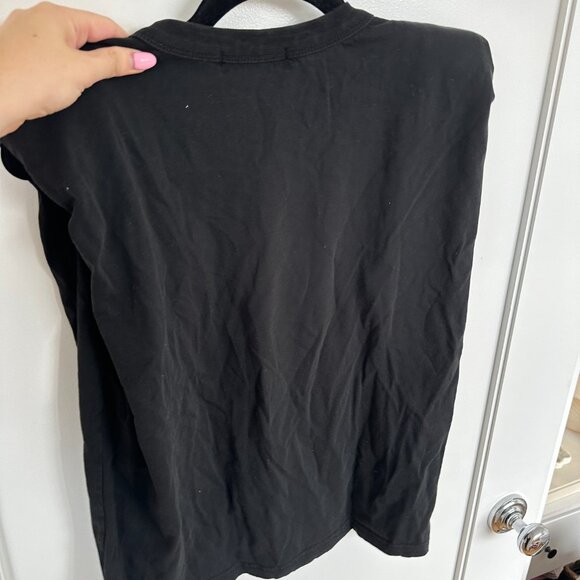 The Frankie Shop EVA Black Muscle Tee Cotton Sz Small Padded Shoulders Crew Neck - Picture 8 of 9